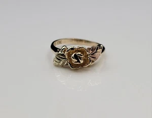 10k Landstroms Black Hills Gold With Flower Ladies Ring Size 5.75 - Picture 1 of 13