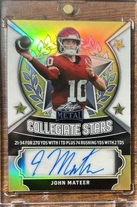 /200 John Mateer AUTO GOLD 2025 Leaf Web Exclusives Metal Collegiate Stars RC - Picture 1 of 2