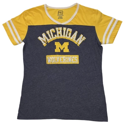 Proedge Michigan Wolverines Shoer Sleeve V-Neck T-Shirt Women's Size LG - Image 1 of 4
