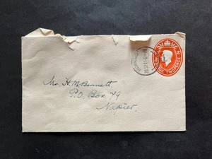 NEUSEELAND 1941 2d GEPRÄGTER STATIONÄRBRIEF GREENMEADOWS POSTSTEMPEL NACH NAPIER - Bild 1 von 2