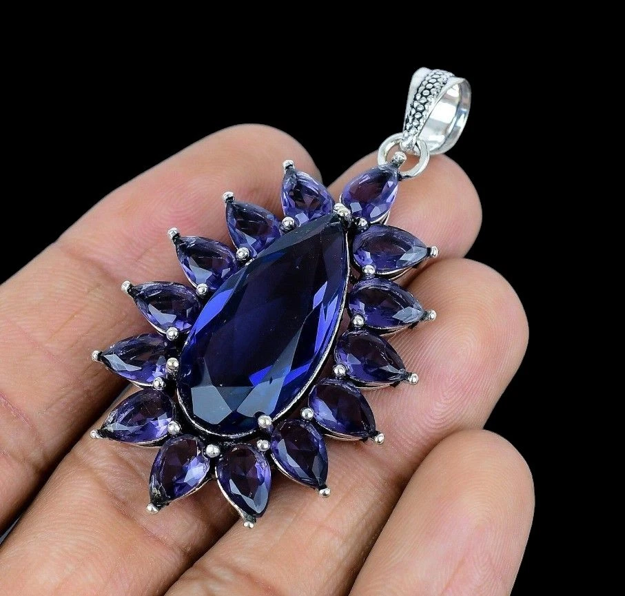 Tanzanite gemstone handmade 925 sterling silver jewelry  pendant - Image 1 of 4