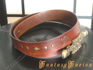Medieval Lord Knight with Lion Heraldic Carving Leather Belt - Bild 1 von 6
