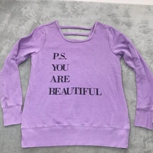 Ideology Lavender " PS You are Beautiful" Scoop neck Sweatshirt L New - Picture 1 of 10