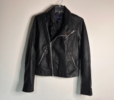 Lucky Brand Black Vegan Leather (Polyurethane) Moto Style Jacket Women Size M - Image 1 of 4