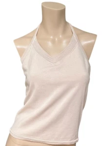 VTG GAP Y2K Cream Halter Top Shelf Bra Sz L Boho Hippie Festival Minimalist 2004 - Picture 1 of 8