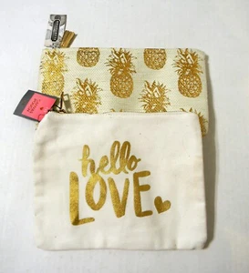 SHIRALEAH Chicago Canvas Cosmetic Bag 7 Hello Love ( lot of 2) - Picture 1 of 4