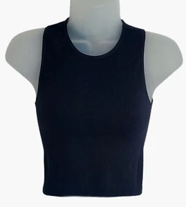 Top sin mangas recortada Hippie Rose Juniors negra acanalada talla XS *NUEVA CON ETIQUETAS* - Imagen 1 de 6