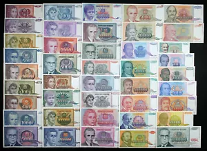 Yugoslavia COMPLETE HYPERINFLATION SET - 42 Banknotes 1990-1994 P103-P144 VF-AU - Picture 1 of 5