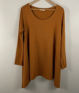 Bryn Walker Womens S Orange Long Scoop Neck Bamboo Blend Tunic Top Lagenlook - Picture 1 of 5