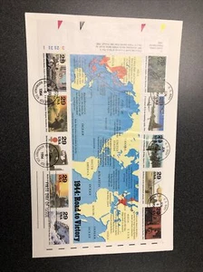 US 2838 WWII : Road To Victory FDC 1944 Half Sheet Of 10 Stamps - Picture 1 of 4