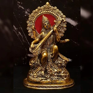 Metal Indian Traditional Saraswati Idol/Statue/Murti,Puja Accessory,Home Decor - Picture 1 of 10