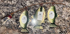 Fishing Pole 3 Photo Picture Holder Frame Themed Decor Holds 2x3 Photos Each - Picture 1 of 3
