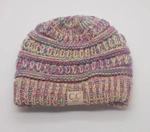 NEW Girl Youth Multicolor Pastel Knit One Size Beanie - Picture 1 of 1