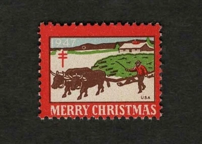 1947 WX135 Getting a Load of Trees US Christmas Seal/Stamp MNH - Image 1 of 2