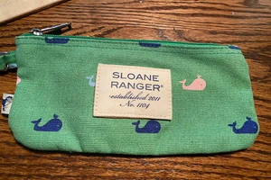 Sloane Ranger Whale Bag Green 7” x 3.5” Zippered Pouch Wristlet - Picture 1 of 5