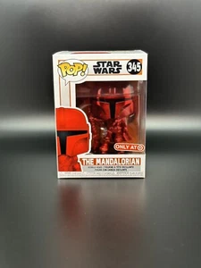 Funko Pop Star Wars : The Mandalorian Red Chrome #345 Target Exc. W/protector - Picture 1 of 17