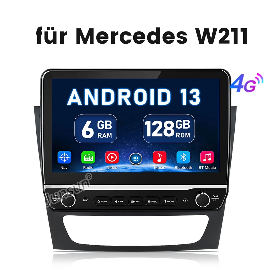128GB Android 13 DAB Autoradio Navi CarPlay Mercedes BENZ CLS/E-Klasse W211 W219 - Bild 1 von 4
