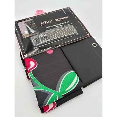 Betsey Johnson Shower Curtain Set with Liner & Hooks, 14 Piece, Floral - Image 1 of 3