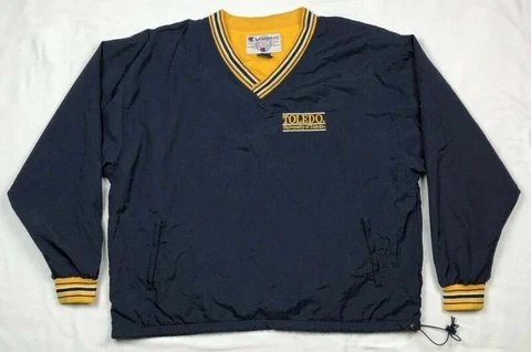 Vtg Champion Toledo University Mens Pullover Windbreaker Sweatshirt 2XL Blue Cover