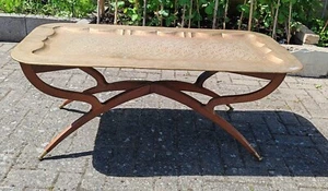 1950s Mid-century Large Brass Top Boho Spider Legged Coffee Table - Picture 1 of 22