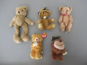 Lot 5 Vintage Small 6" Teddy Bears Boyds TY Dakin - Picture 1 of 12