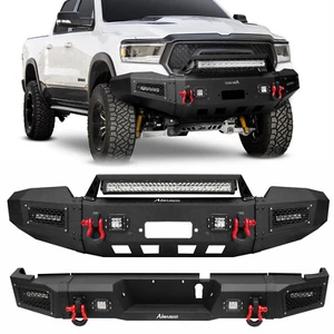 New Front/Rear Bumper For 2019-2023 Dodge Ram 2500/3500 W/Winch Plate&LED Lights - Picture 1 of 19