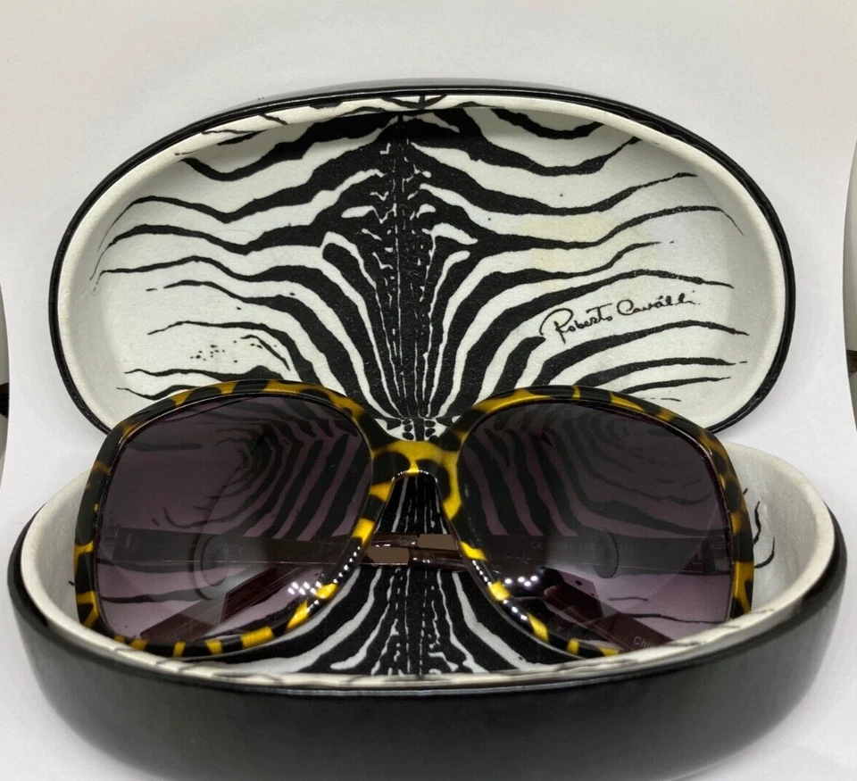 Authentic Roberto Cavalli Vintage Logo Sunglass Shades Leopard Black w Case - Image 1 of 4