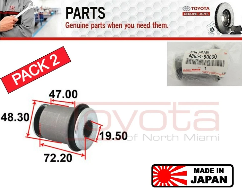 Juego de 2 bujes delanteros brazo de control inferior Toyota 4runner 2003-09 48654-60030 Foto 1 de 1