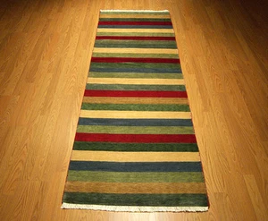 2.6 x 8 Handmade Very Fine  Quality Veggie Dyes Hand Spun Soft Silky Wool Runner - Picture 1 of 11