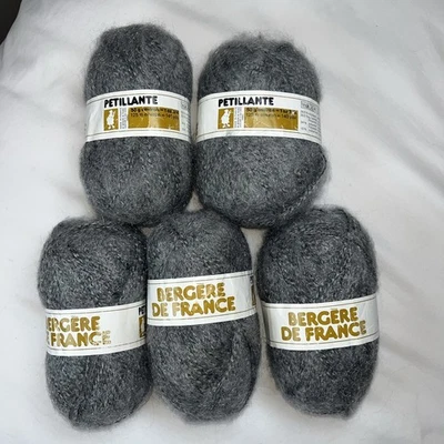 Bergere De France Petillante Acrílico, Poliéster, Fios Mohair Lote De 5 Cinza NOVO - Imagem 1 de 3