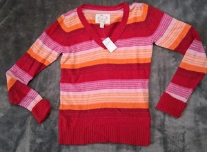 Neu mit Etikett Y2K Limited Too Mädchenpullover V-Ausschnitt rosa mehrfarbig gestreift Größe 16 - Bild 1 von 6
