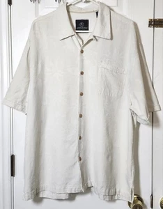 Jamaica Jaxx Button Up Shirt Men's Size XXL 100% Silk Short Sleeve White Floral - Picture 1 of 7