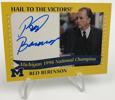 Tarjeta automática Tk Legacy Coach Red Berenson 1996 Campeón Nacional Michigan Wolverine Foto 1 de 4