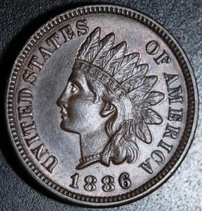 1886 INDIAN HEAD CENT - Choice AU+ UNC - With HINTS OF MINT LUSTER! - T1 Type 1 - Picture 1 of 3