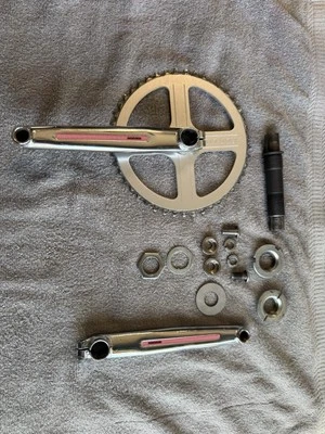 PEREGRINE  FIRST GEN 3 Peice Cranks SET / REDLINE 45T SPROCKET. Vintage Bmx - Image 1 of 4
