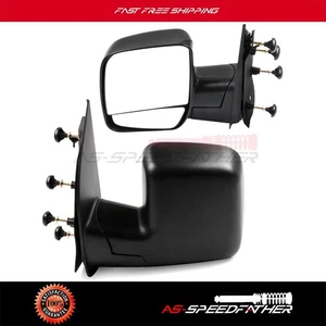Manual Fold Black For 2003-2014 Ford Econoline Left+Right Side View Mirrors - Picture 1 of 12