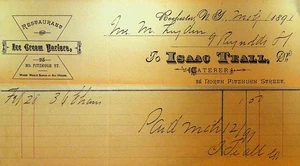 Isaac Teall Ice Cream Parlor Restaurant Catering Letterhead Rochester NY 1890s - Picture 1 of 1