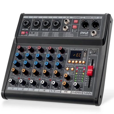 6 Channel Audio Mixer DJ Interface with 16 Effects USB Connectivity Phantom P... - Image 1 of 4