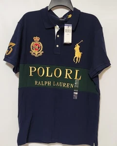 Polo Ralph Lauren personalizzata slim fit grande pony rosso oro crest block polo XLarg - Foto 1 di 6