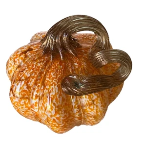 Fall Harvest Autumn Sm Glass Pumpkin Holiday Home Bar Thanksgiving Accent Decor - Picture 1 of 6