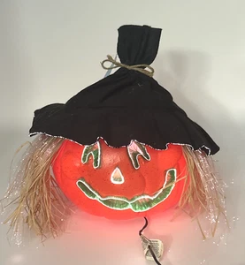 Glasfaser Leucht Jack O Laterne Kürbis Vogelscheuche Kopf Halloween - Bild 1 von 16