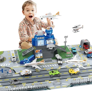 deAO Airport Toys, Airplane Toys for Kids with Trucks, Helicopter, Planes,... - Picture 1 of 7