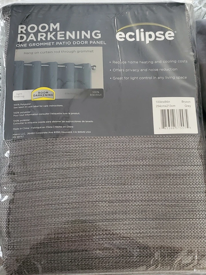 NUEVO Eclipse 100”x84” Ojal Oscurecimiento Puerta Cortina Patio Foto 1 de 2