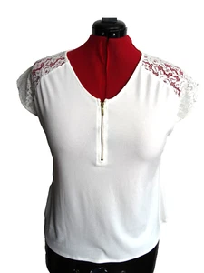 wunderschöne Bluse mit Spitze Gr. XL Weiß - Bild 1 von 4