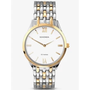 Sekonda Men's Gold and Silver Strap, White Dial Watch - Picture 1 of 1