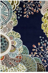 Alfombra de área con flores radiantes alfombra sala de estar lana acolchada a mano dibujo 6x9,8x10 - Imagen 1 de 8