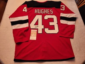 LUKE HUGHES signed DEVILS custom jersey JSA COA SIZE XL - Picture 1 of 4