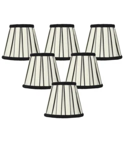 Set of 6 Eggshell with Black Chandelier Clip-On Lampshade 3x5x5 - Picture 1 of 6