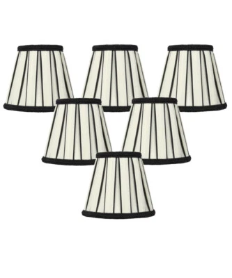 Set of 6 Eggshell with Black Chandelier Clip-On Lampshade 3x5x5 - Image 1 of 4