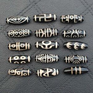 Tibet Dzi Agates Oval Beads Bracelet Necklace Charms Ethnic Bead DIY Jewelry 2pc